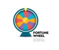 Fortune wheel banner. Gambling website poster. Raffle prize icon. Casino slot machine. Random winner vector illustration