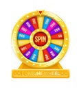 Fortune wheel. Cartoon rotating circle with sectors and arrow element. Lottery and random raffle prizes. Spinning roulette. Win Royalty Free Stock Photo
