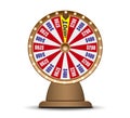 Fortune wheel 3d object isolated on white background. Golden Wheel of luck lottery. Jack Pot