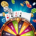 Fortune Wheel Design Vector. Realistic 3d Object. Winner Jackpot Background. Glowing Leisure Illustration