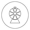 Fortune wheel drum lucky spin game casino gambling winner roulette icon in circle round black color vector illustration image