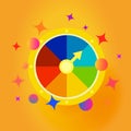 Fortune wheel emblem. Confetti explosion vector icon. Gambling entertainment, money stakes. Isolated compass