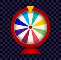 Fortune wheel logo. Colorful gamblig website emblem. Casino random choice slot machine icon. Lottery jackpot sign on