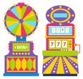 Fortune Wheel and Slot Machine with Sevens Number Royalty Free Stock Photo