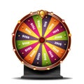 Fortune Wheel Vector. 3d Object. Win Fortune Roulette. Colorful Wheel. Isolated On White Illustration