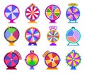 Fortune wheels icons. Game wheel spin, lottery casino roulettes. Prize gaming chance, lucky jackpot win. Winner Royalty Free Stock Photo