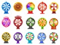 Fortune wheels. Lucky chance roulette wheel, spin to win circles and casino game elements vector Illustration set Royalty Free Stock Photo