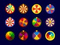 Fortune Wheels vector icons set, lottery wheel collection, vector illustration for online casino and gambling games Royalty Free Stock Photo