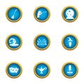 Fortuneteller icons set, flat style
