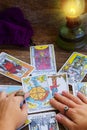 Fortunetelling with Tarot cards Royalty Free Stock Photo