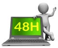 Forty Eight Hour Laptop Character Shows 48h Service Or Delivery