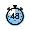 forty eight seconds stopwatch icon, timer symbol, 48 sec waiting time vector illustration Royalty Free Stock Photo