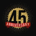 Forty five years anniversary celebration logotype. 45th anniversary logo.