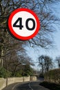 Forty mile per hour sign. Royalty Free Stock Photo