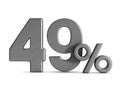 Forty nine percent on white background. Isolated 3D illustration