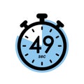 forty nine seconds stopwatch icon, timer symbol, 49 sec waiting time vector illustration