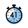 forty one seconds stopwatch icon, timer symbol, 41 sec waiting time vector illustration