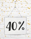 Forty 40 % percent off black friday sale 40% discount golden par Royalty Free Stock Photo