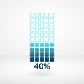 Forty percent square chart isolated symbol. Percentage vector infographic 40% icon for business, finance, web
