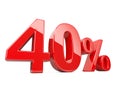 Forty red percent symbol. 40% percentage rate. Special offer dis Royalty Free Stock Photo