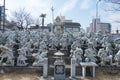 Forty-seven Ronin Statues at Kissho-ji Temple in Tennoji, Osaka, Japan. a famous historic site