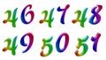 Forty six, Forty seven, Forty eight, Forty nine, Fifty, Fifty one, 46, 47, 48, 49, 50, 51 Calligraphic 3D Rendered Digits, Numbers