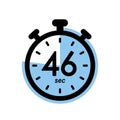 forty six seconds stopwatch icon, timer symbol, 46 sec waiting time vector illustration
