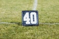Forty yard line marker ready for practice at marching band rehearsal Royalty Free Stock Photo