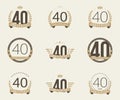 Forty years anniversary celebration logotype. 40th anniversary logo collection.