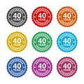 Forty years experience color icon set isolated on white background Royalty Free Stock Photo