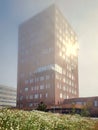 Forum at Aarhus University Hospital - with sun and a bit of fog