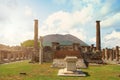 Forum area in Ruins of Pompeii overlooking Mount Vesuvius in the distance, Italy Royalty Free Stock Photo