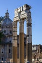 Forum of Caesar (Foro di Cesare), part of Forum Romanum, view of the ruins of Temple of Venus Genetrix, Rome, Italy Royalty Free Stock Photo