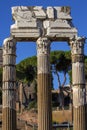 Forum of Caesar Foro di Cesare, part of Forum Romanum, view of the ruins of Temple of Venus Genetrix, Rome, Italy Royalty Free Stock Photo