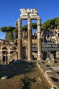 Forum of Caesar (Foro di Cesare), part of Forum Romanum, view of the ruins of Temple of Venus Genetrix, Rome, Italy Royalty Free Stock Photo