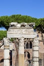 Forum of Caesar, part of Forum Romanum, view of the ruins of Temple of Venus Genetrix, Rome, Italy Royalty Free Stock Photo