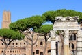 Forum of Caesar, part of Forum Romanum, view of the ruins of Temple of Venus Genetrix, Rome, Italy Royalty Free Stock Photo