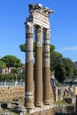 Forum of Caesar, part of Forum Romanum, view of the ruins of Temple of Venus Genetrix, Rome, Italy Royalty Free Stock Photo