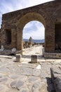 Forum of city destroyed by the eruption of the volcano Vesuvius, view of the Temple of Jupiter, Pompeii, Italy