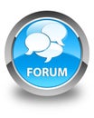 Forum (comments icon) glossy cyan blue round button Royalty Free Stock Photo