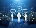Forum and community discussions, featuring elements like speech bubbles, people icons, and chat symbols symbolizing conversation, Royalty Free Stock Photo