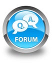 Forum (question answer bubble icon) glossy cyan blue round button Royalty Free Stock Photo