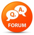 Forum (question answer bubble icon) orange round button Royalty Free Stock Photo