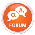 Forum (question answer bubble icon) premium orange round button Royalty Free Stock Photo