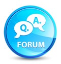 Forum (question answer bubble icon) splash natural blue round button Royalty Free Stock Photo