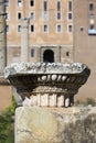 Forum Romanum, view of the ruins of several important ancient buildings, fragment of the column head, Rome, Italy Royalty Free Stock Photo