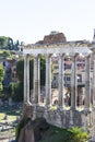Forum Romanum, view of the ruins of several important ancient  buildings, the remains of Temple of Saturn, Rome, Italy Royalty Free Stock Photo