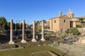 Forum Romanum, view of the ruins of several important ancient  buildings,Temple of Venus and Roma colonnade, Rome, Italy Royalty Free Stock Photo