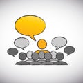 Forum speaker with speech bubbles