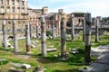 The forum of Trajan. Columns in the center of Rome remained from the ancient forum. The name of the ancient forum in honor of